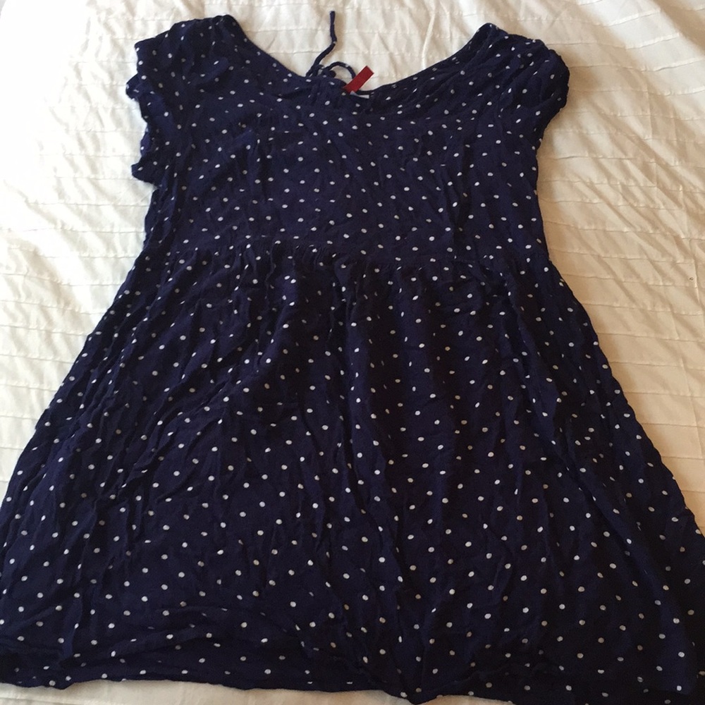 Navy and white polka dot short babydoll dress!